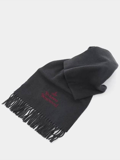 Logo Wool Fringe Muffler Grey - VIVIENNE WESTWOOD - BALAAN 2