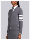 Milano Stitch 4 Bar Classic V Neck Fine Merino Wool Cardigan Medium Grey - THOM BROWNE - BALAAN 3