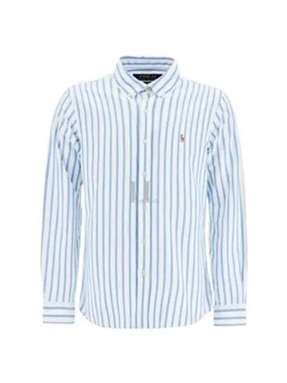 Men's Striped Custom Fit Long Sleeve Shirt Blue - POLO RALPH LAUREN - BALAAN 2