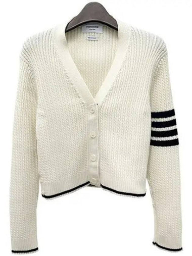 Women s diagonal armband 4 bar wool crop cardigan 41254688 270832 1096025 - THOM BROWNE - BALAAN 1