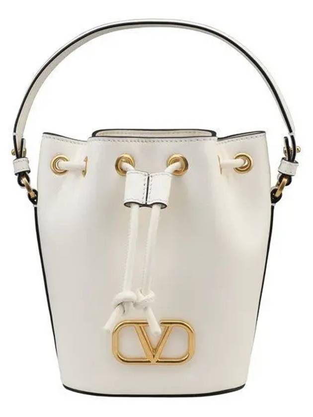 V Logo Signature Bucket Bag White - VALENTINO - BALAAN 2