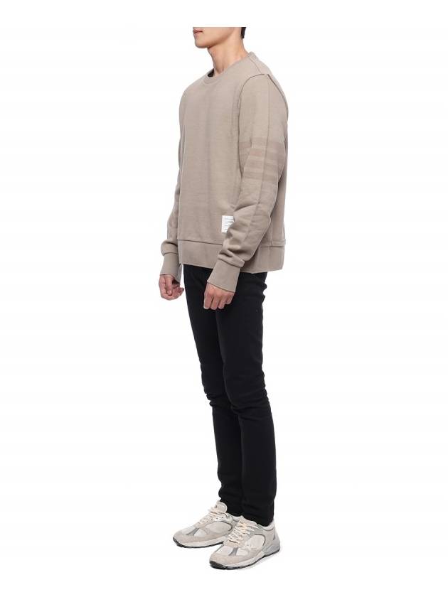 Classic Loopback Tonal 4 Bar Crewneck Knit Top Beige - THOM BROWNE - BALAAN 5