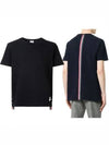 Men's Center Back Striped Short Sleeve T-Shirt Navy - THOM BROWNE - BALAAN 2