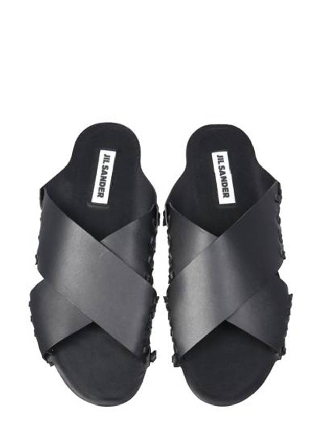 Leather Slide Sandals Black - JIL SANDER - BALAAN 4