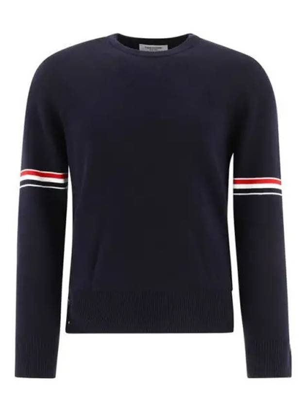 Men's Milan Stitch Armband Crew Neck Knit Top Navy - THOM BROWNE - BALAAN 2