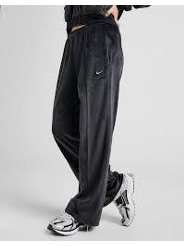 Sportswear Chill Knit Mid-Rise Velour Track Pants Black - NIKE - BALAAN 2