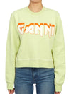 Isoli Logo Print Crew Neck Sweatshirt Green - GANNI - BALAAN.