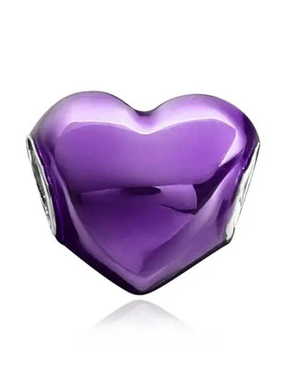 Metallic Heart Bracelet Charm Silver Purple - PANDORA - BALAAN 2