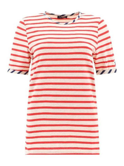 Striped Short Sleeve T-Shirt White Red - SAINT JAMES - BALAAN 2