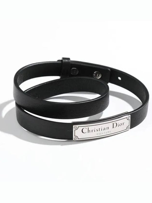 Couture Leather Double Bracelet Black - DIOR - BALAAN 2