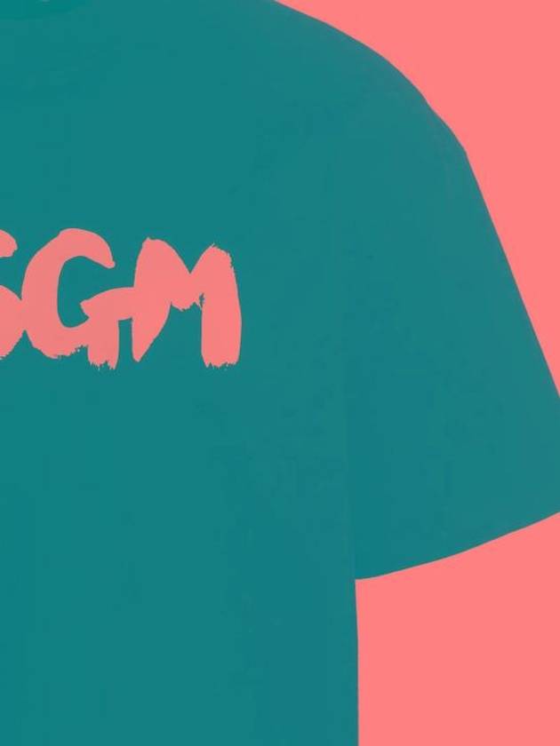 Brushed Logo Cotton Short Sleeve T-Shirt Black - MSGM - BALAAN 4