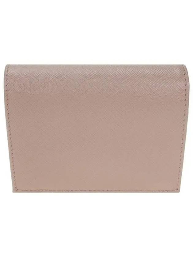 Gold Triangle Logo Saffiano Half Wallet Pink Beige - PRADA - BALAAN 5