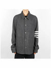 Stripe Detail Button Wool Jacket Grey - THOM BROWNE - BALAAN 3