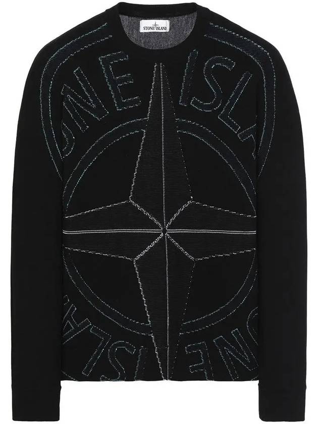 Jacquard Signature Big Logo Pullover Knit Top Black - STONE ISLAND - BALAAN 2