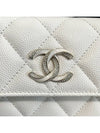 Women's CC Logo Caviar Flap Card Wallet White - CHANEL - BALAAN 8