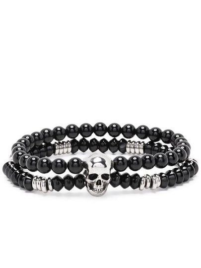 Skull Double Layered Agate Beads Bracelet Black - ALEXANDER MCQUEEN - BALAAN 2