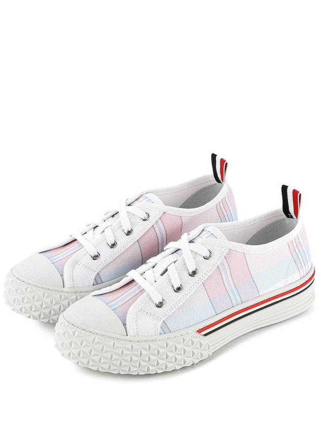 Women's Madras Canvas Collegiate Low Top Sneakers Light Pink - THOM BROWNE - BALAAN 2