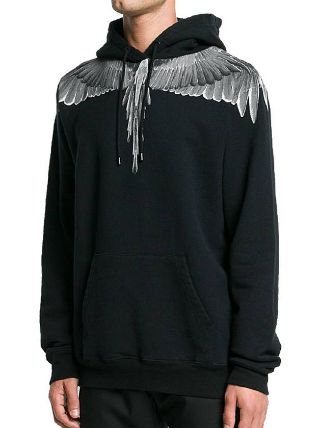 Grey Wing Print Hoodie Black - MARCELO BURLON - BALAAN 5