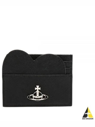 Heart Saffiano Card Wallet Black - VIVIENNE WESTWOOD - BALAAN 2