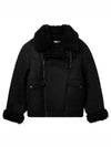 Liana Shearling Zip-up Jacket Black - ACNE STUDIOS - BALAAN 2