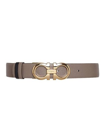 Salvatore Reservable Gancini Leather Belt Brown - SALVATORE FERRAGAMO - BALAAN.