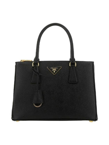 Galleria Saffiano Double Zipper Medium Tote Bag Black - PRADA - BALAAN 1