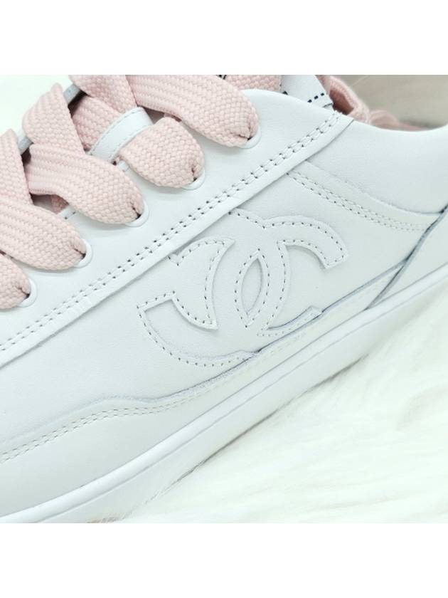 CC Logo Tennis Sneakers White Pink Unisex G39978 - CHANEL - BALAAN 7