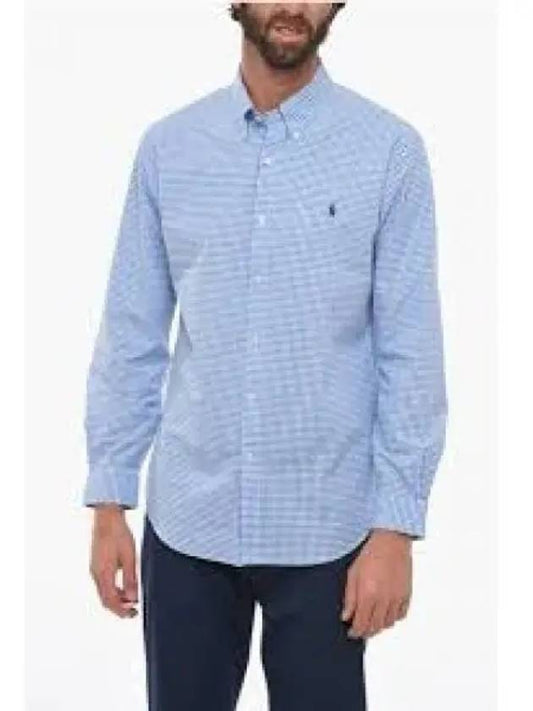 Savings Custom Fit Poplin Shirt Blue Check - POLO RALPH LAUREN - BALAAN 1