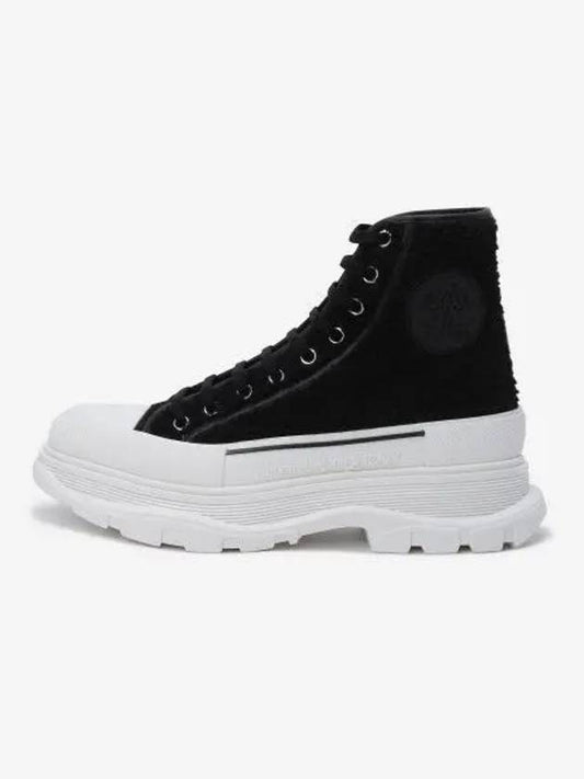 Men s Shearling TREAD SLICK SNEAKERS Black Off White 727379W4V511041 - ALEXANDER MCQUEEN - BALAAN 1