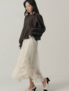 Influencer Seyoung wh Sha Bottom Frill Long Skirt Cream - SORRY TOO MUCH LOVE - BALAAN 1