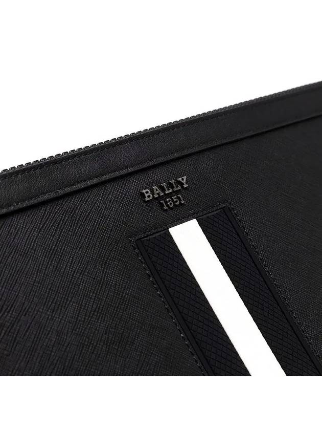 Bollis Large Recycled Leather Clutch Bag Black - BALLY - BALAAN 5