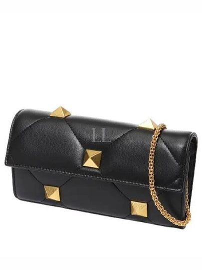 Roman Stud Chain Leather Shoulder Bag Black - VALENTINO - BALAAN 2