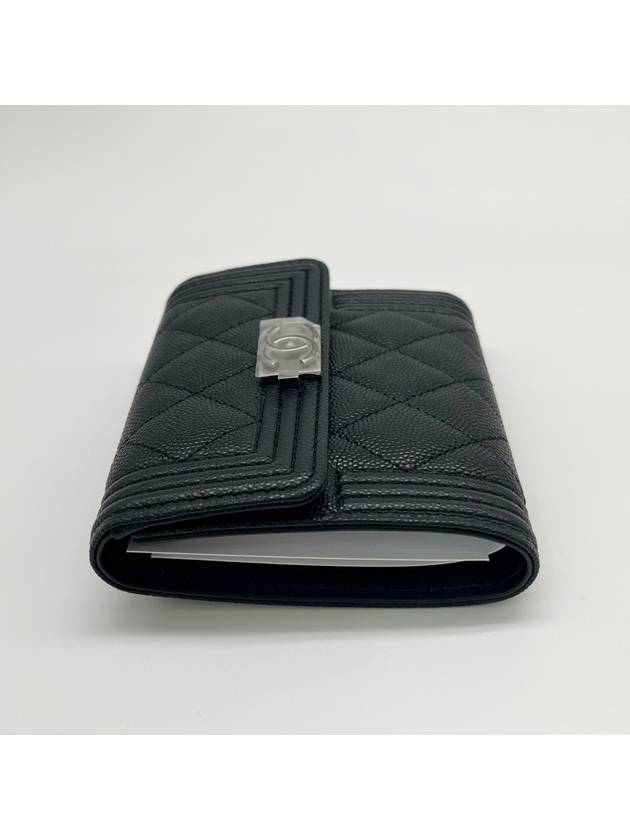 Boy  Small Flap Wallet Caviar Leather & Ruthenium Black - CHANEL - BALAAN 6