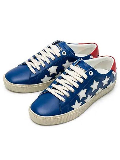 Classic Star Calf Leather Low Top Sneakers Court Blue - SAINT LAURENT - BALAAN 2