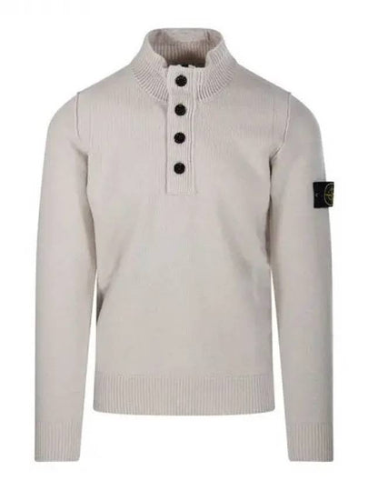 Wappen Patch Half Button Lambswool Knit Top Plaster - STONE ISLAND - BALAAN 2