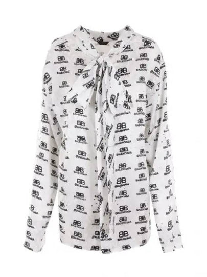 Women's Hand Drawn BB Silk Blouse White - BALENCIAGA - BALAAN 2