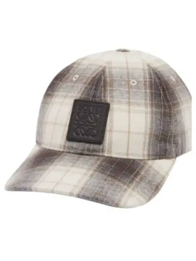 Patch Tartan Wool Ball Cap Brown Ecru - LOEWE - BALAAN 2