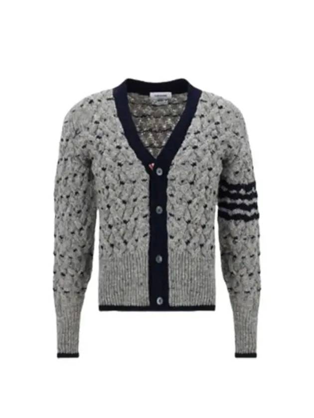 4 Bar Stripe Cable Knit Cardigan Grey - THOM BROWNE - BALAAN 2