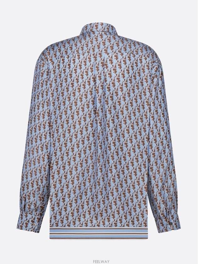 Oblique Silk Twill Long Sleeve Shirt Blue - DIOR - BALAAN 6