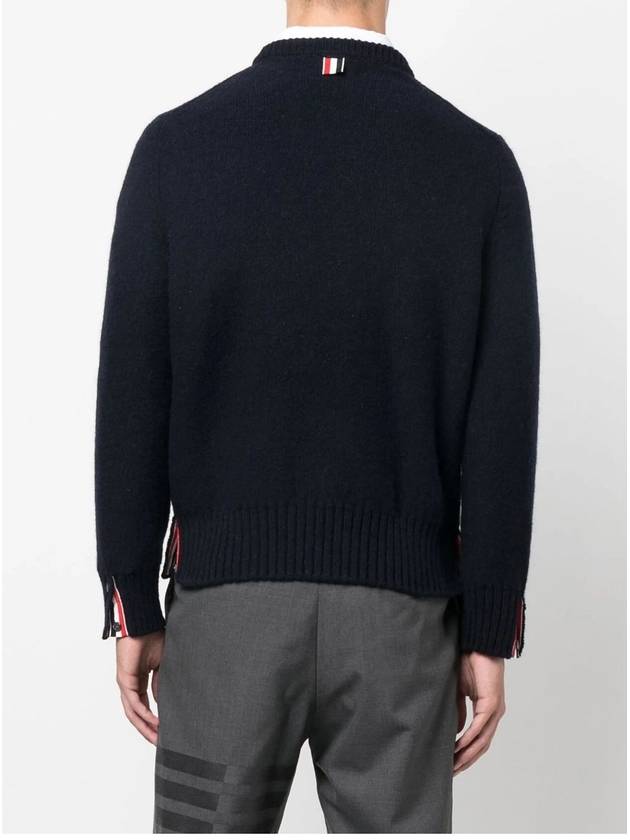 Donegal 4-Bar Striped Crew Neck Wool Knit Top Navy - THOM BROWNE - BALAAN 5