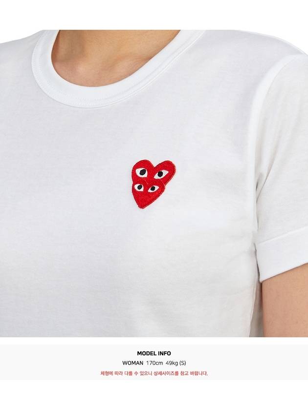 Women's Small Double Heart Wappen Short Sleeve T-Shirt P1 T287 2 White - COMME DES GARCONS PLAY - BALAAN 7