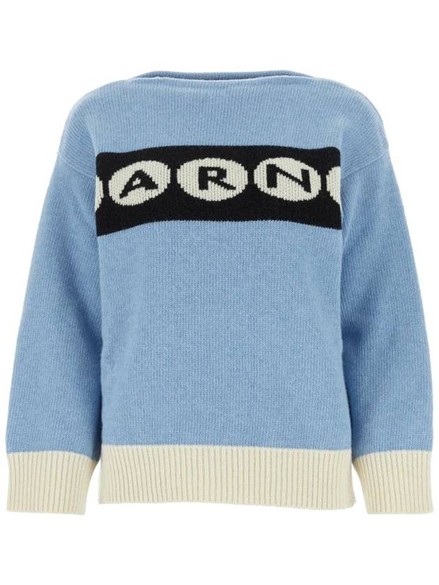 Logo Wool Knit Top Blue - MARNI - BALAAN 2