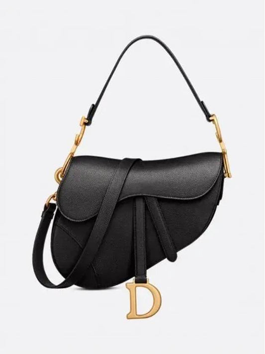 Saddle Grained Calfskin Shoulder Bag Black - DIOR - BALAAN 2