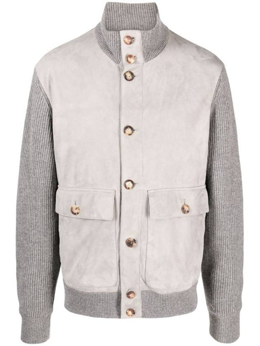 Leather Cashmere Hybrid Jacket Light Grey - BRUNELLO CUCINELLI - BALAAN 1