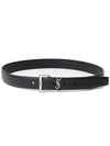 Grained Leather Silver Monogram Belt Black - SAINT LAURENT - BALAAN 3