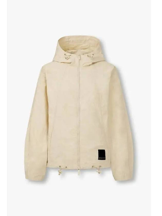 Women s Logo Patch Hooded Zip Up Jumper Beige - ARMANI EXCHANGE - BALAAN 1