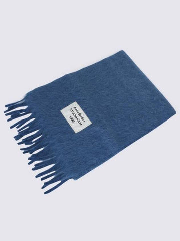 Logo Patch Fringe Muffler Denim Blue - ACNE STUDIOS - BALAAN 1