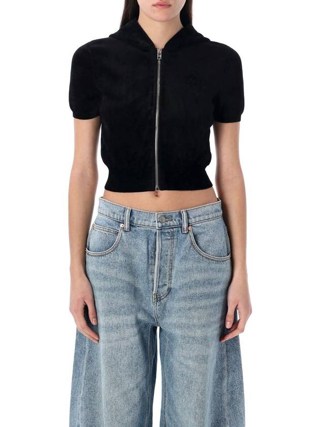 T By Alexander Wang Cropped Zip-Up Hoodie - ALEXANDER WANG - BALAAN 1