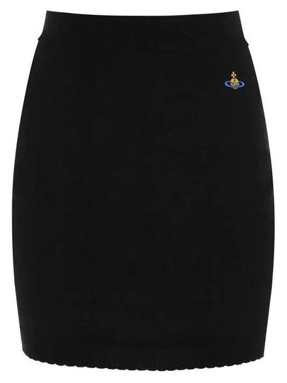 Women's ORB Logo Knit Bea Mini H Line Skirt Black - VIVIENNE WESTWOOD - BALAAN 2