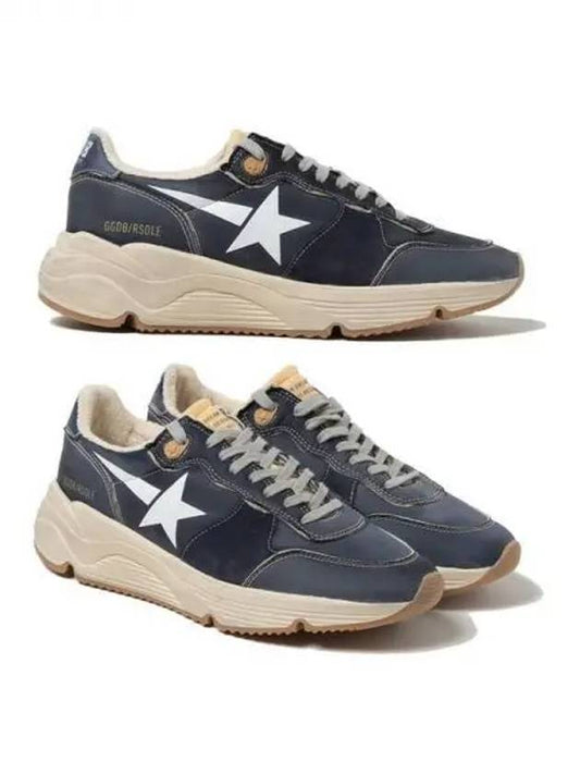 White Star Print Nylon Low Top Sneakers Dark Blue - GOLDEN GOOSE - BALAAN 2